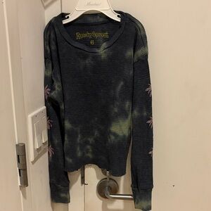 Rowdy Sprout Gray and Yellow Waffle Knit Shirt